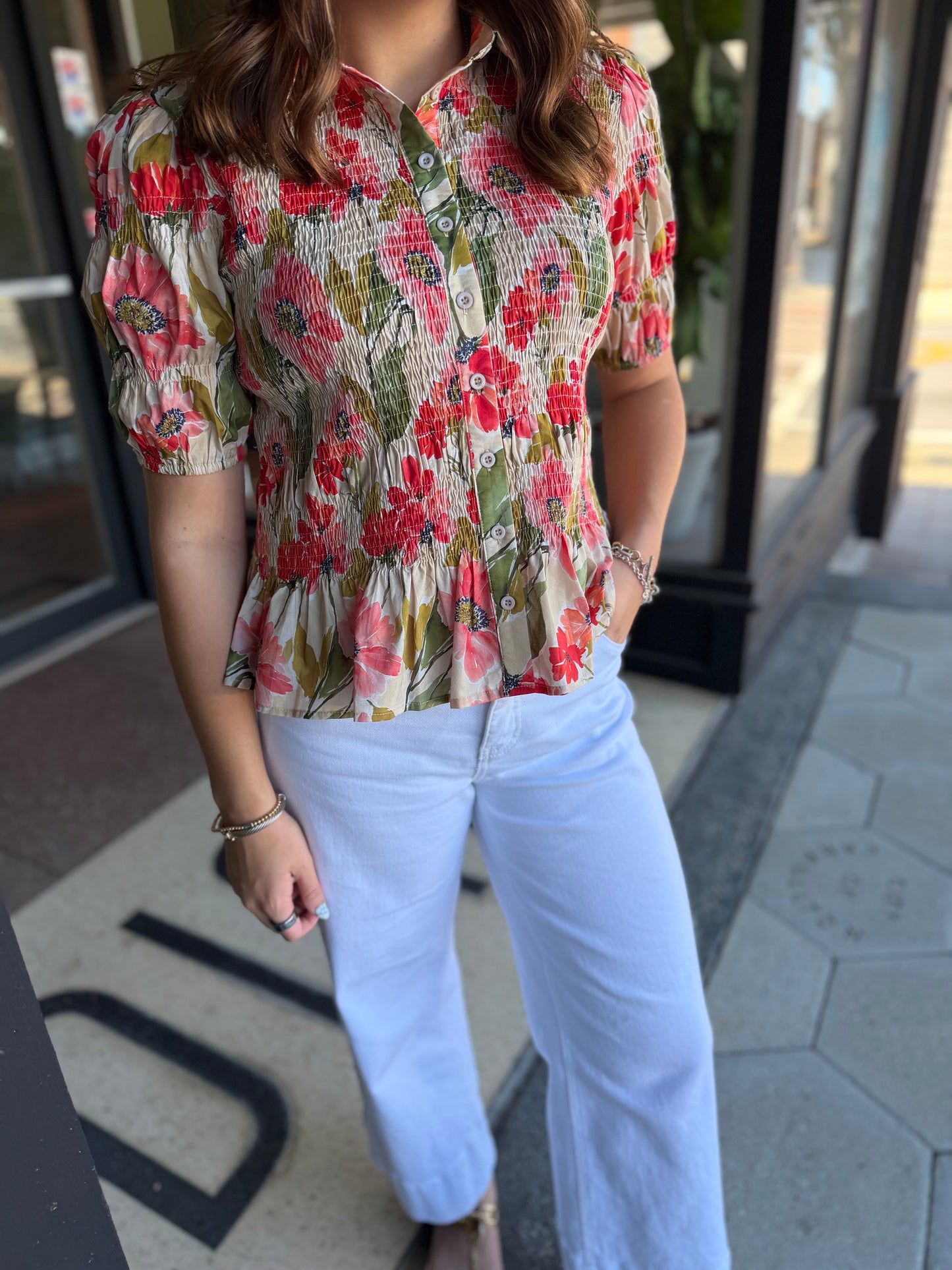 Rose garden button up blouse
