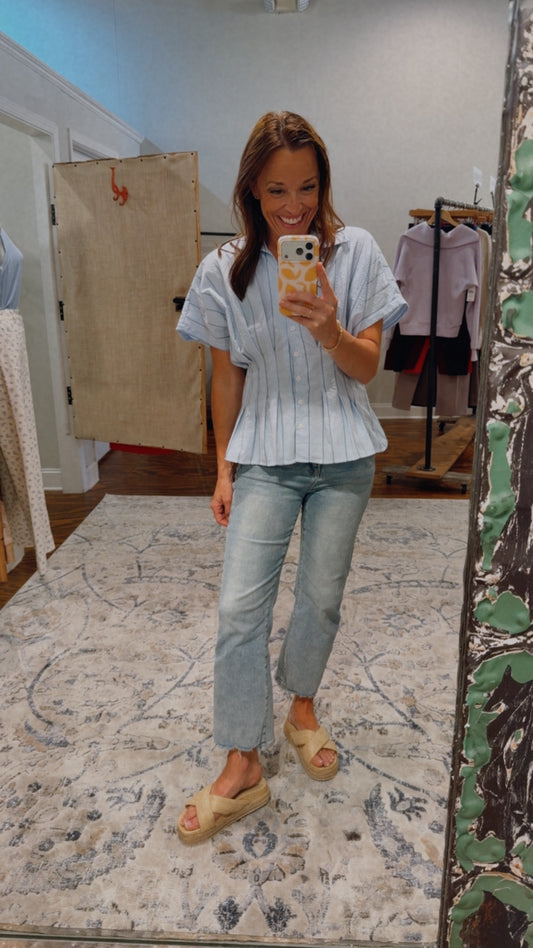 Blue skies gingham top