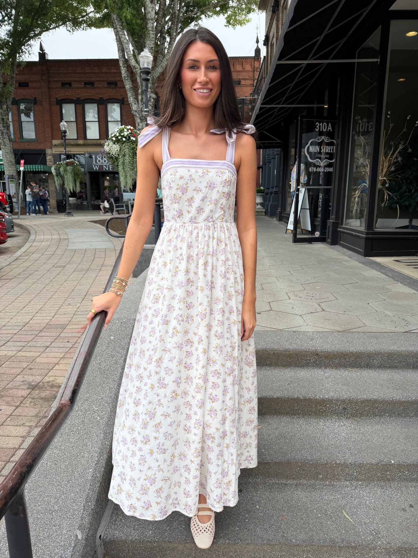 Lavender stripe & floral midi