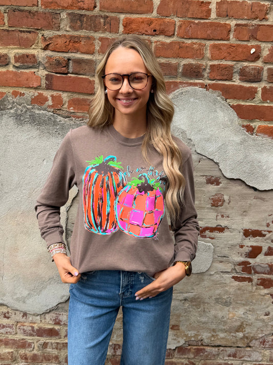 Long sleeve thankful pumpkins tee