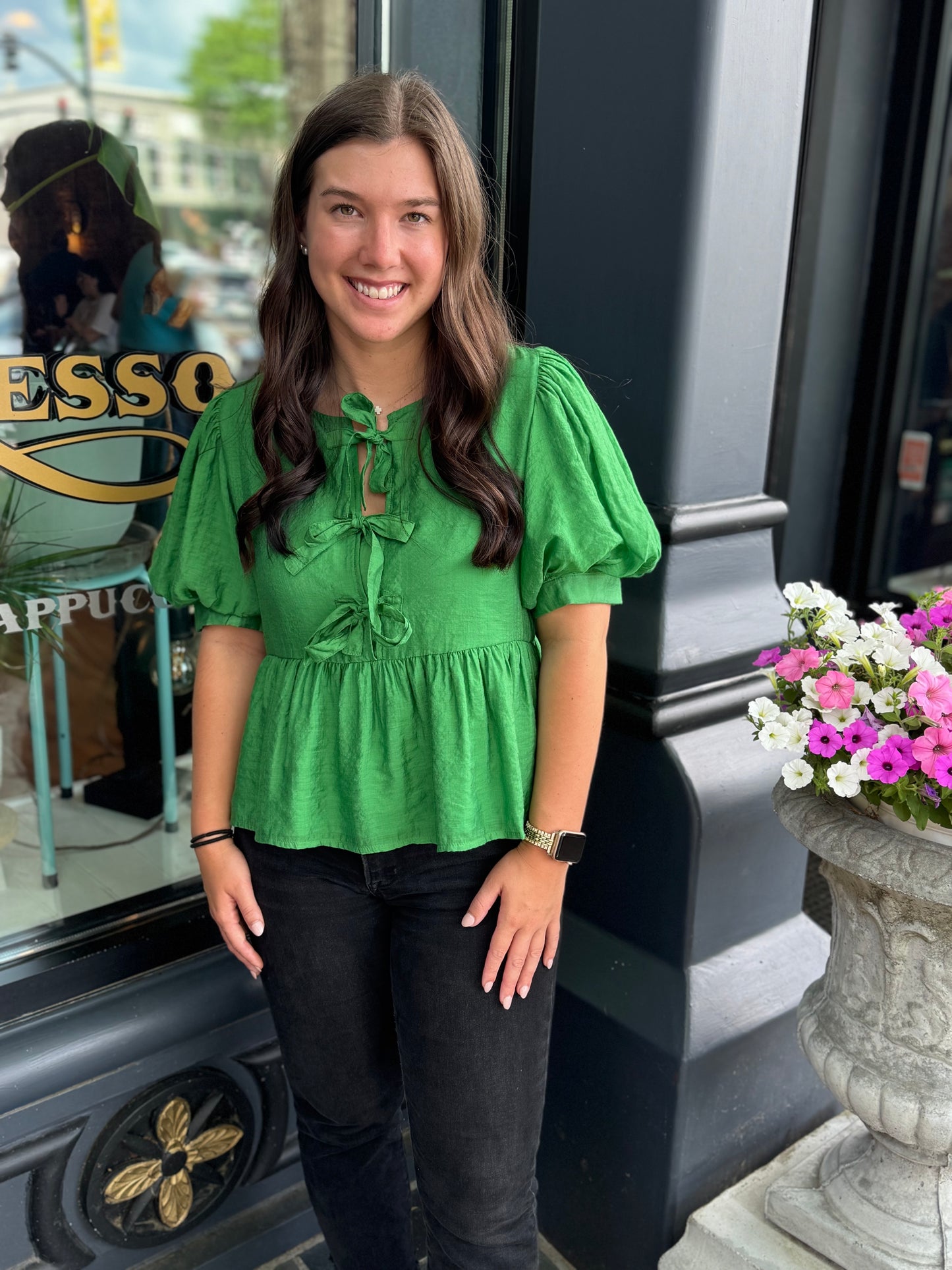 Green tie top