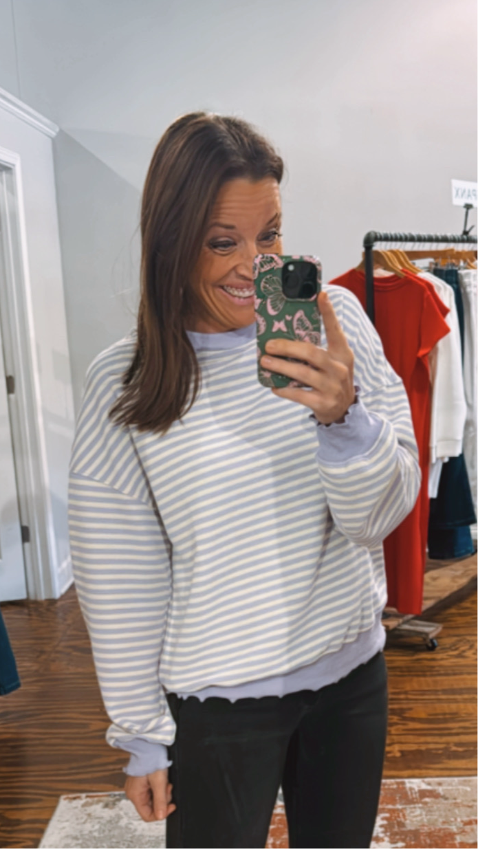 Striped drop shoulder top