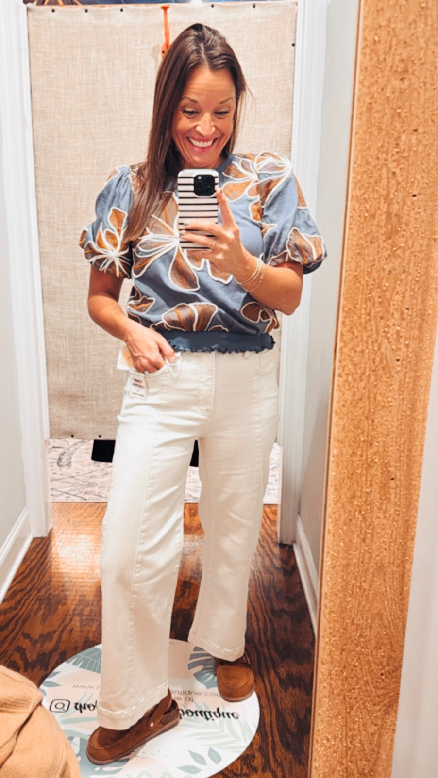 Ivory cropped wide jeans