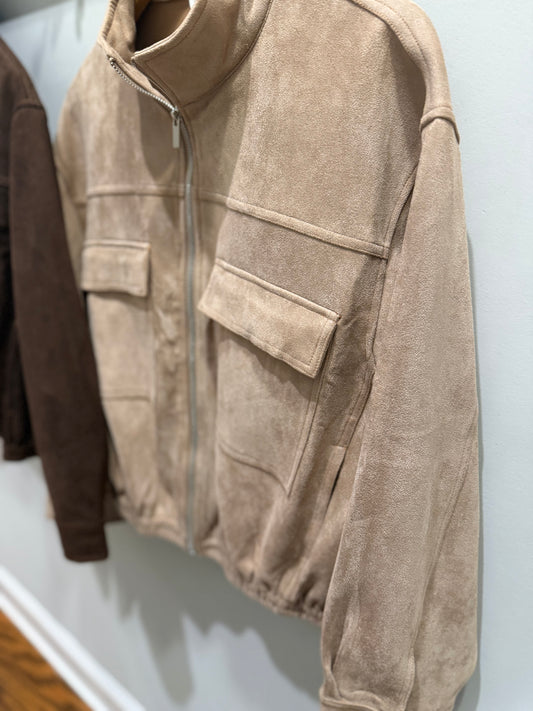 Suede utility jacket