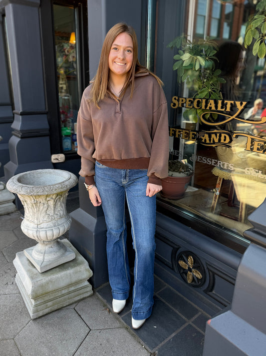 Fleece polo pullover