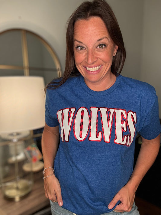 Wolves metallic font tee
