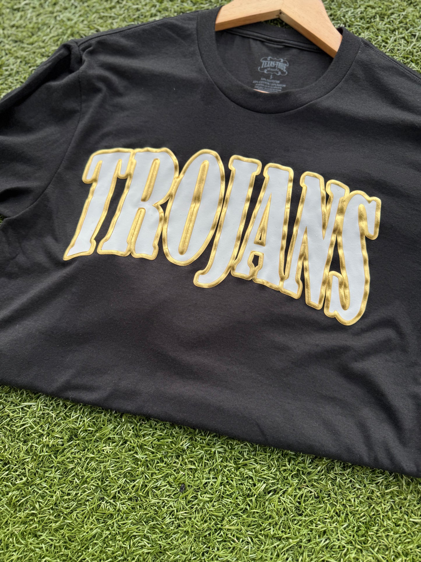 Trojans metallic puff tee