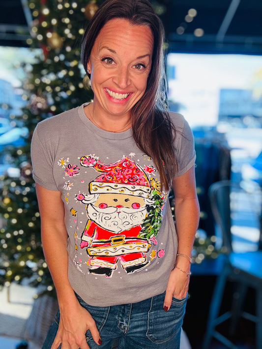 Grey Santa tee