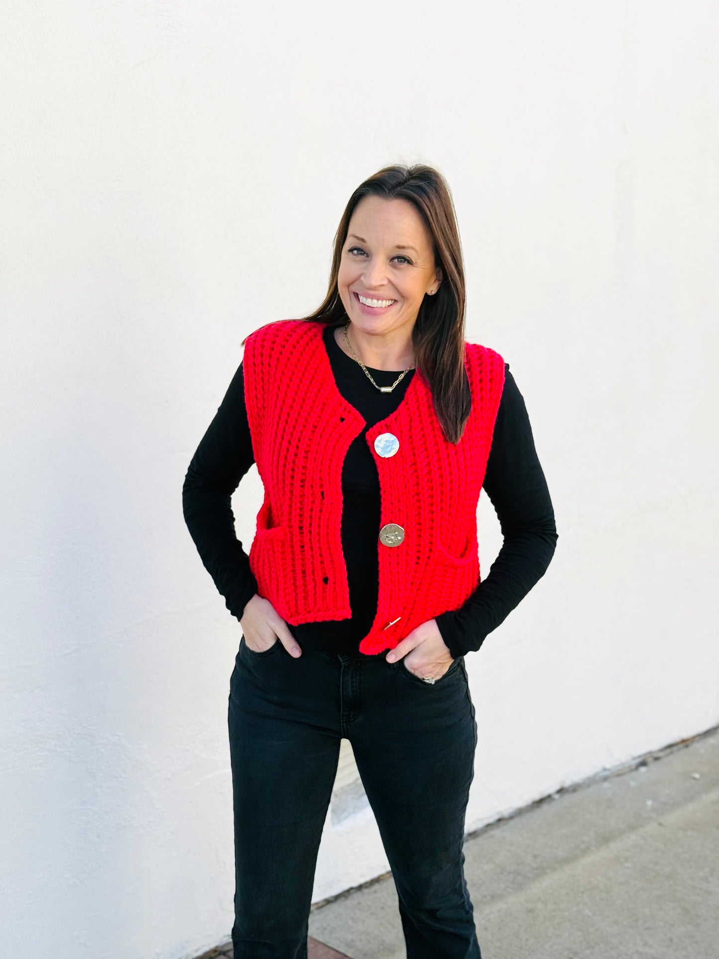 Gold button sweater vest