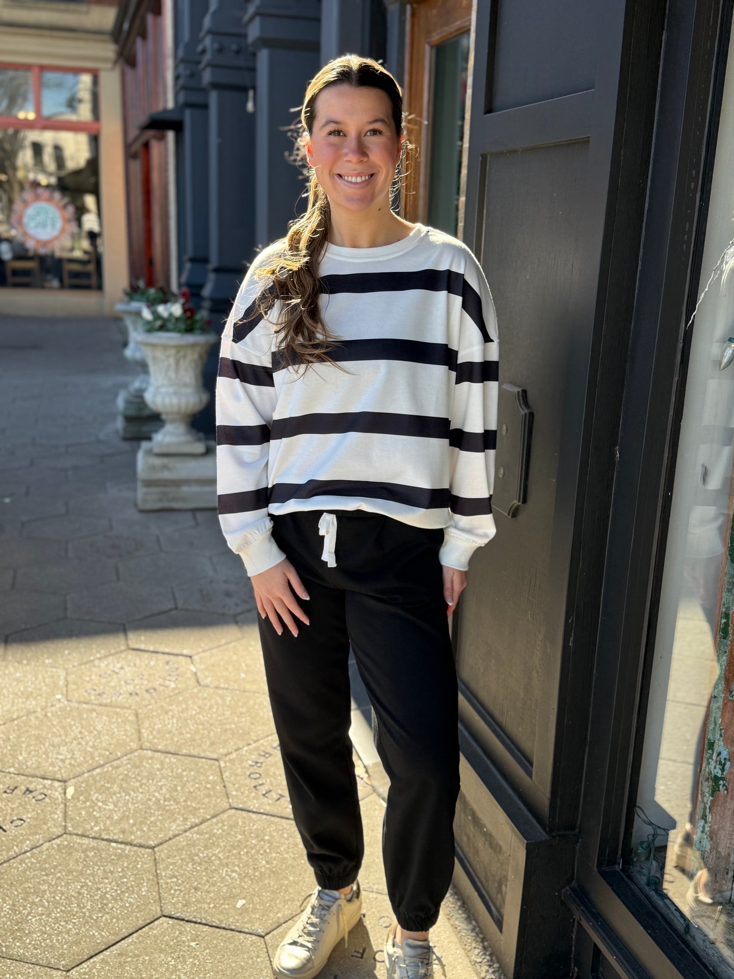 Bold stripe sweatshirt