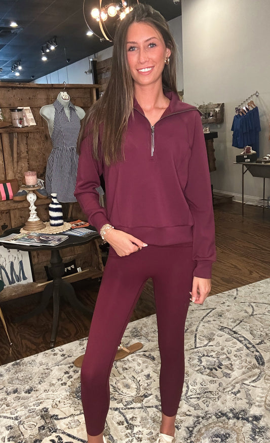 Spanx AE half zip plum berry