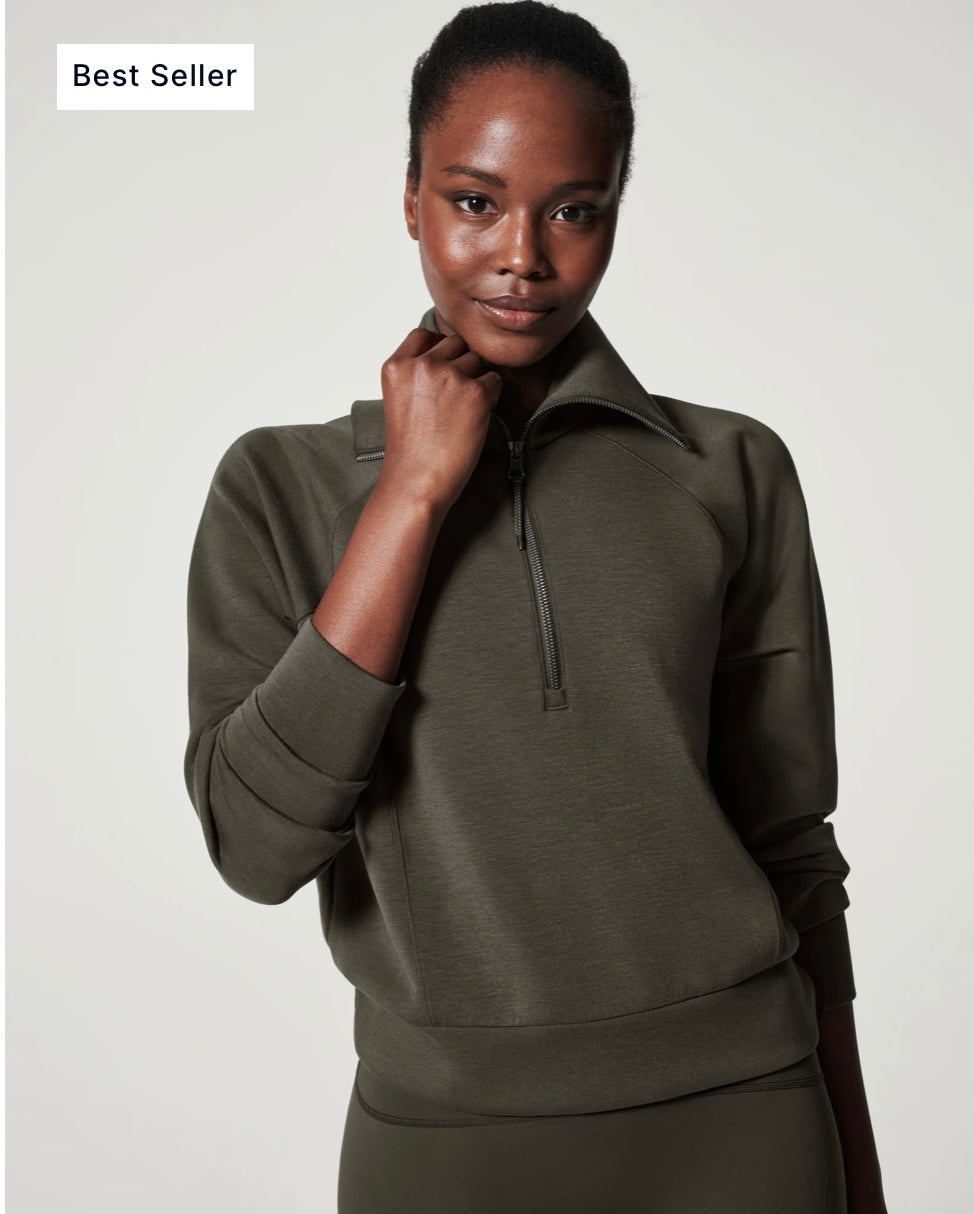 Spanx Air Essentials Dark Green Crewneck Knit Modal Sweater Dress size 2X