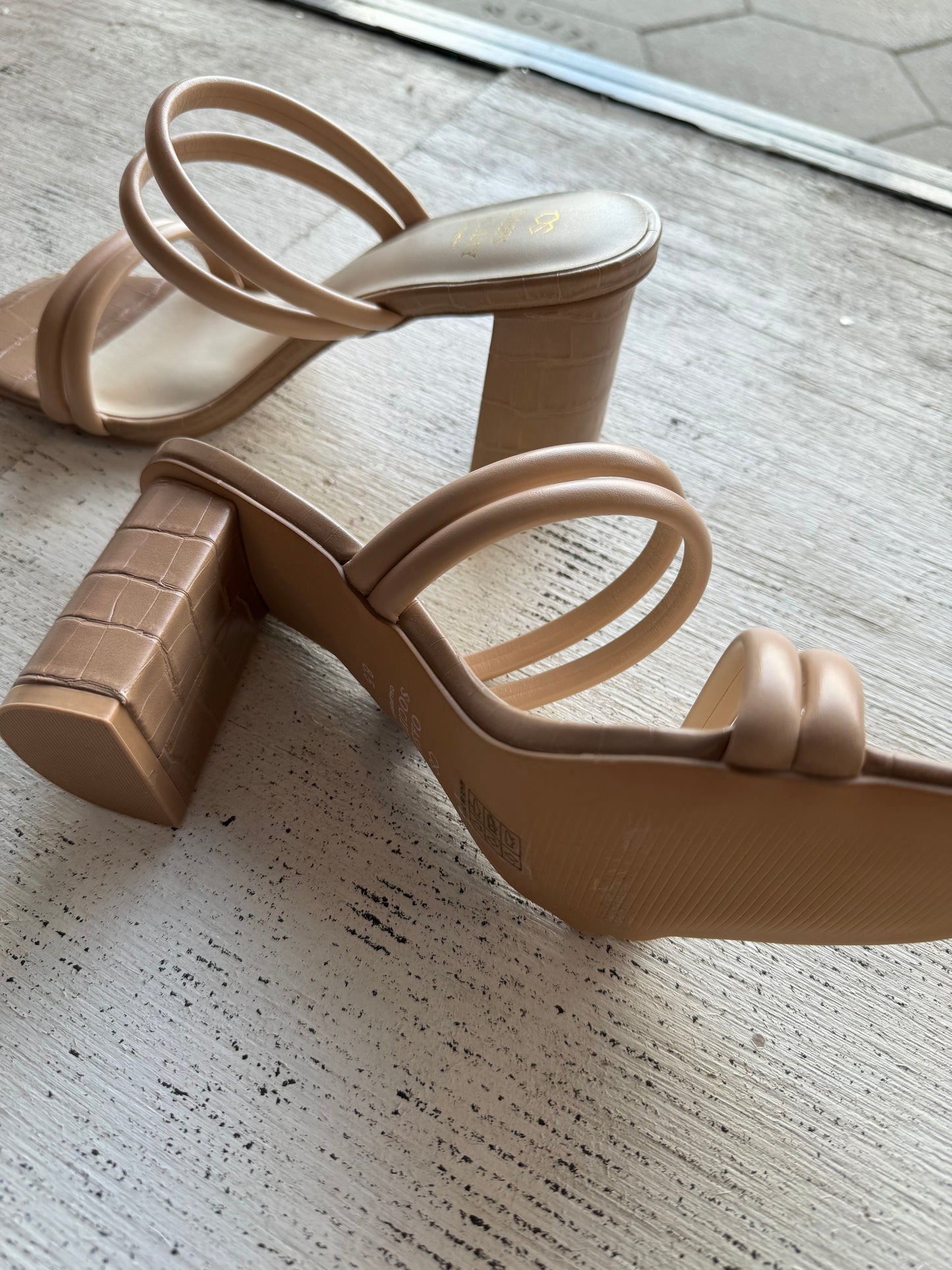 Angela strappy nude heels