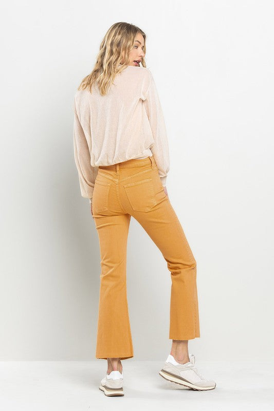 Gold kick flare jeans