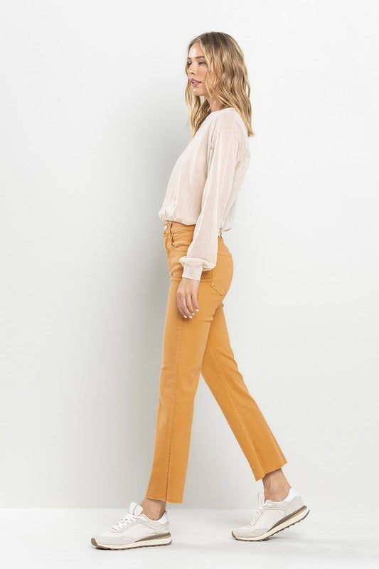 Gold kick flare jeans