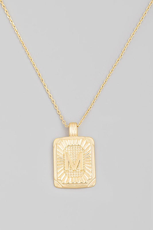 Rectangle Initial Necklace